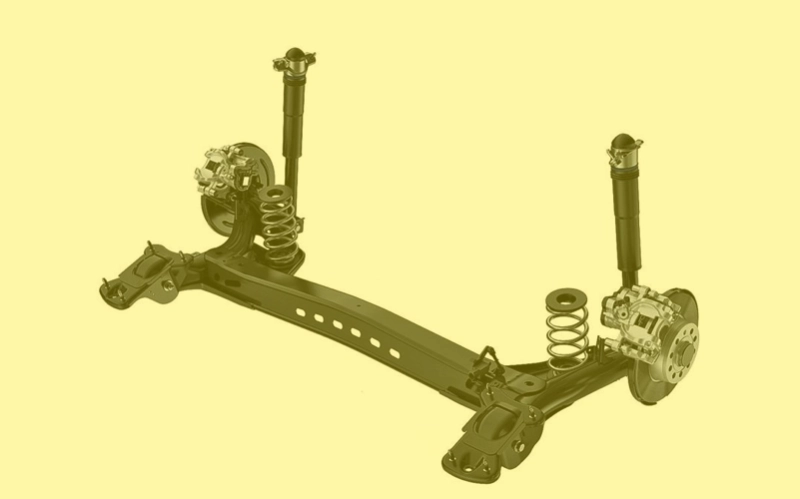 Sospensione a ponte torcente. Componenti auto.