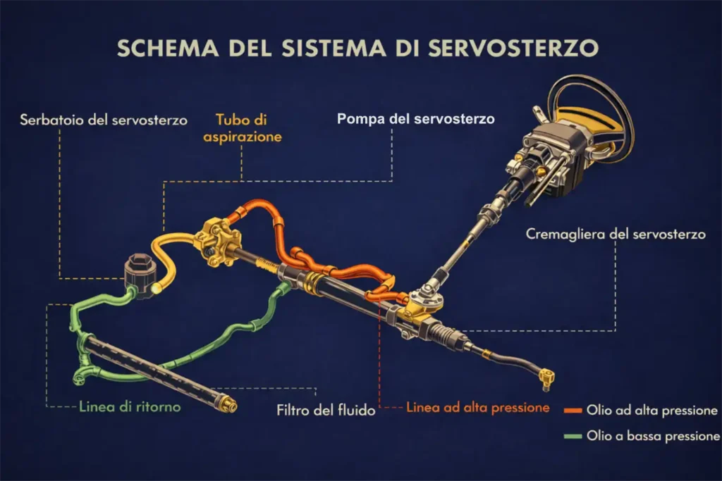 Servosterzo-classico. Componenti auto.