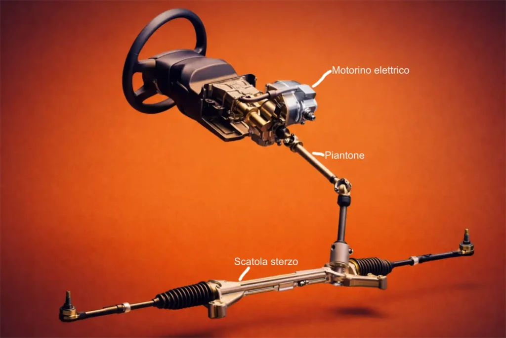 Servosterzo-elettrico.
Componenti auto.