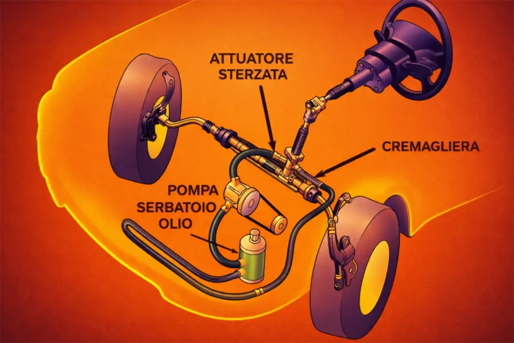 Servosterzo-idraulico.
Componenti auto.