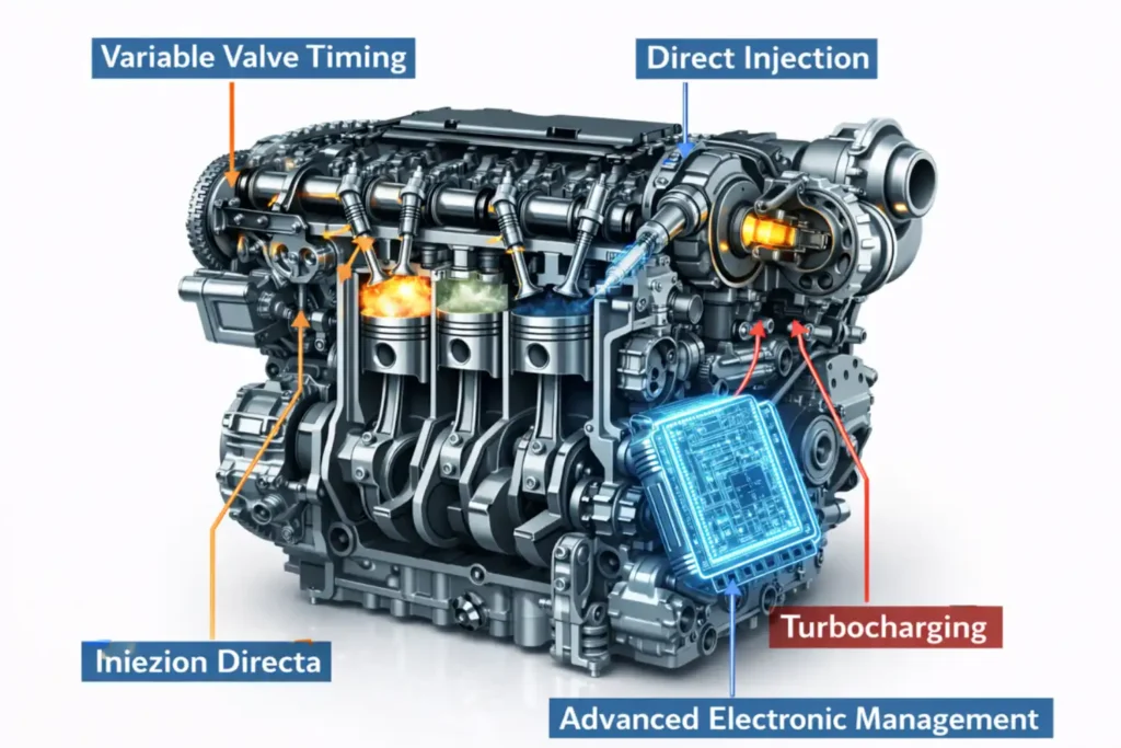Motore a Scoppio: Ciclo Otto a Quattro Tempi, Benzina 6 Motore-a-scoppio-moderni.
Componenti auto.
