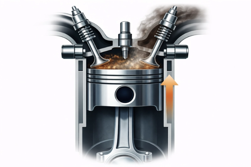 Motore a Scoppio: Ciclo Otto a Quattro Tempi, Benzina 5 Motore-a-scoppio-scarico.
Componenti auto.