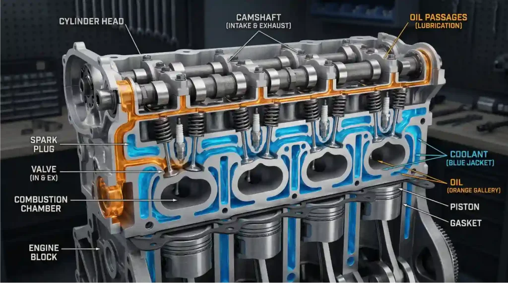 Testata-motore-3.
Componenti auto.
