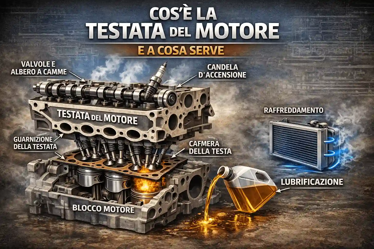 Testata-motore. Componenti auto.